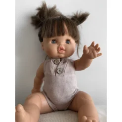 Dolls + Plushies Beige Tank Ribbed + Button Romper Minikane Clothing