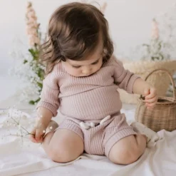 Jamie Kay Knits Dusky Rose Organic Cotton Waffle Easton Top