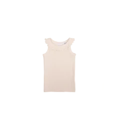 Jamie Kay Rose Quartz Organic Cotton Pointelle Frill Singlet Top Tops