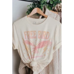 J+j Free Bird Pastel Cream Oversized Tee