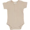 Mebie Baby Oatmeal Organic Cotton Ribbed Snap Onesie