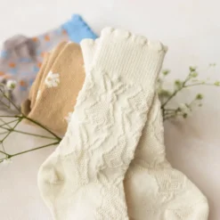 Olivia J Textured Bunny Cream Socks