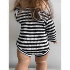 Black + White Ribbed Romper Minikane Clothing