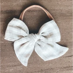 Mae + Skye Ecru Check Oversized Pinwheel Nylon Headband Headwear