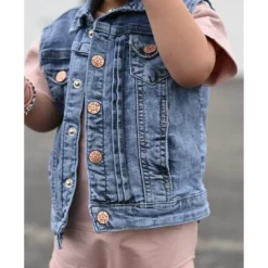 Little Bipsy Outerwear Light Wash Denim Vest