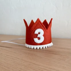 Cutest Little Party Party Time # 3 Copper Felt + White Pom Trim + White Crown