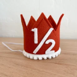 Cutest Little Party Party Time # 1/2 Copper Felt + White Pom Trim + White Crown