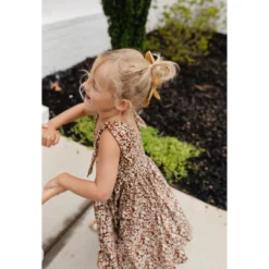 Lia + Lou Brown Floral Twirly Tie Dress Dresses