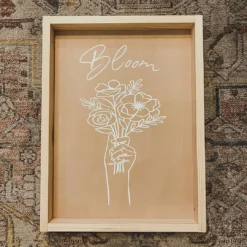 Emrose Bloom Floral Bouquet Taupe Sign Decor