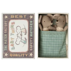 Maileg Dolls + Plushies Baby Twin Mice In A Box Toy
