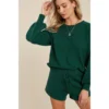 J+j Hunter Green Sweater Lounge Shirt + Shorts Set Sets