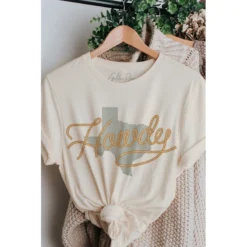 J+j Graphic Tees Howdy Texas Rope Cream Tee