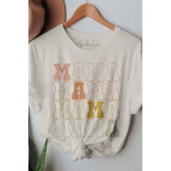 J+j Graphic Tees Mama Stacked Oversized Cream Tee