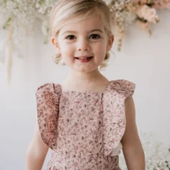 Jamie Kay Amelie Floral Organic Cotton Pincord Ruby Romper Overalls + Rompers