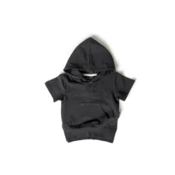 Little Bipsy Black Short Sleeve Hoodie Tops