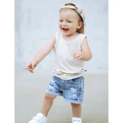 Little Bipsy Shell Ribbed Pocket Tank Top Tee