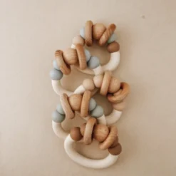 Pretty Please Teethers Mahogany Rose Orbit Teething Ring Rattle Toy