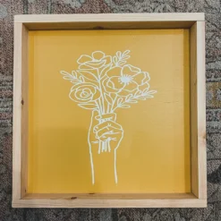 Emrose Decor Floral Bouquet Mustard Yellow Sign