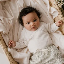 Jamie Kay Natural Organic Cotton Pointelle Wrap Romper