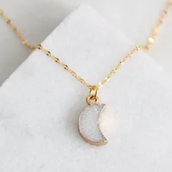 Mesa Blue Druzy Crescent Necklace Necklaces