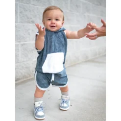 Little Bipsy Slate Blue Terry Sleeveless Tank Hoodie Tops
