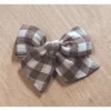 Mae + Skye Toffee Check Mini Pinwheel Bow Hair Clip Headwear