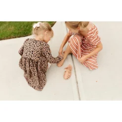 Lia + Lou Rust Striped Ribbed Puff Sleeve Dress