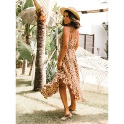 J+j Dresses Animal Print Tie Round Hem Dress