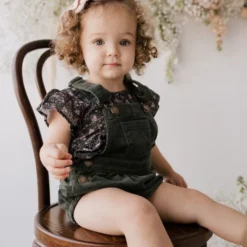 Jamie Kay Deep Pine Eli Cord Overalls