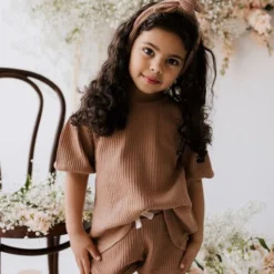 Jamie Kay Knits Light Russet Organic Cotton Waffle Knit Top