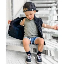 Little Bipsy Black Wash Denim Vest Outerwear
