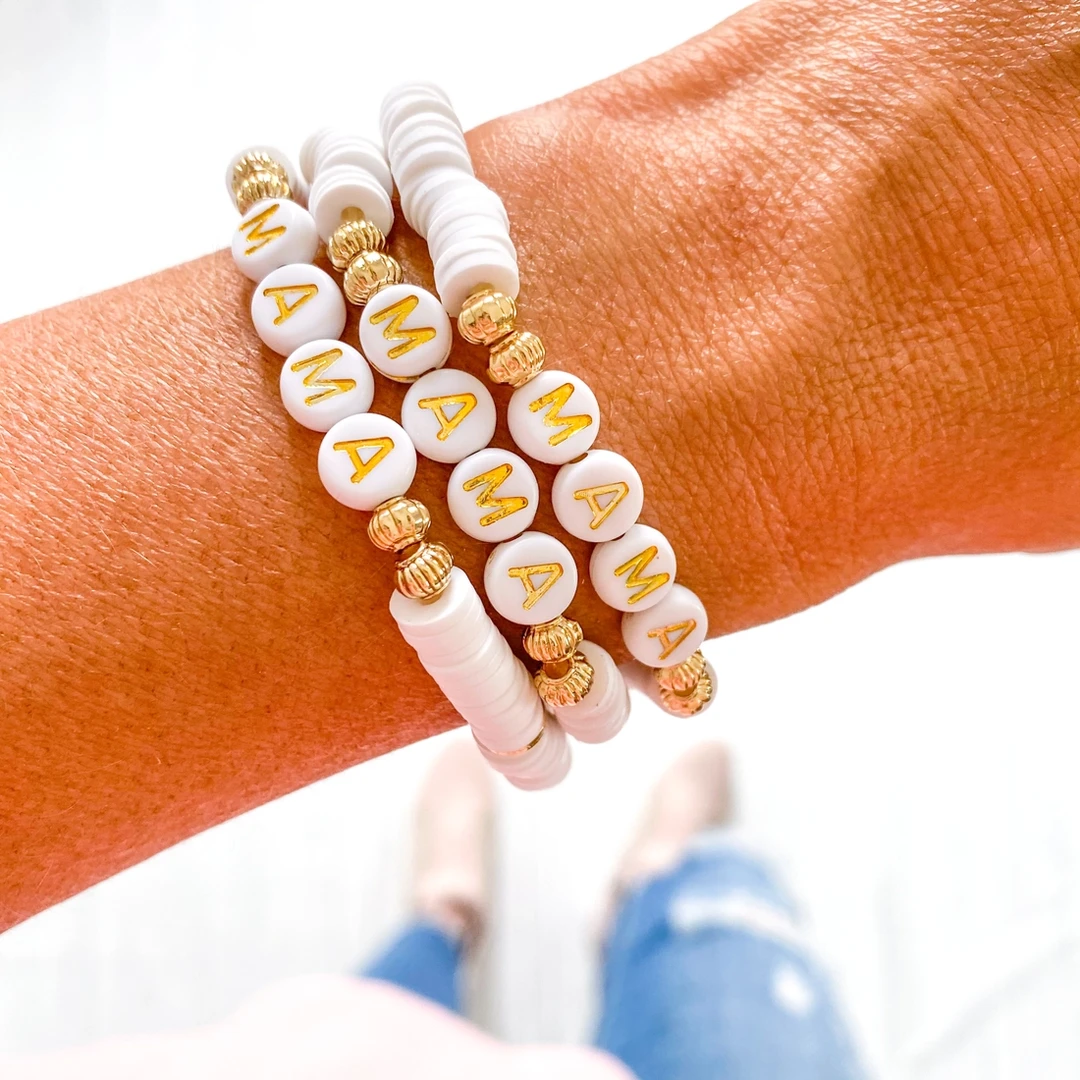 J+j Bracelets Mama Gold + White Bracelet 5 J+j Bracelets Mama Gold + White Bracelet