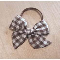 Mae + Skye Toffee Check Oversized Pinwheel Nylon Headband Headwear