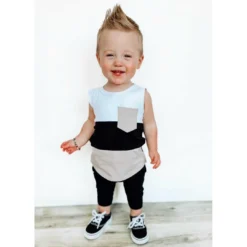 Little Bipsy Sand Block Pocket Tank Top Tee Tops