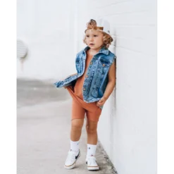 Little Bipsy Outerwear Light Wash Denim Vest