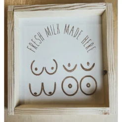 Emrose Decor Fresh Milk Made Here Brown Wooden Sign