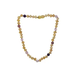 Sweet Tree Amber Raw Honey Amber + Pink/purple Necklace 13" Jewelry