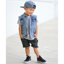 Little Bipsy Outerwear Light Wash Denim Vest