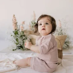 Jamie Kay Dusky Rose Organic Cotton Waffle Set Short Bloomers