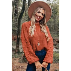 J+j Tops Rust Bubble Knit Sweater