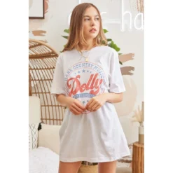 J+j Graphic Tees Dolly For President White Oversized Tee