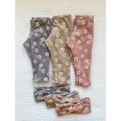 Evelina Apparel Grey Daisy Jersey Leggings