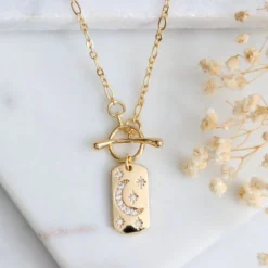 Mesa Blue Moon + Stars Rectangle Toggle Necklace