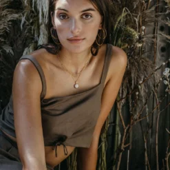 Amano Studio Necklaces Beige Round Locket Necklace