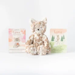 Slumberkins Spotted Beige Lynx Snuggler - Self Expression Collection Books + Puzzles