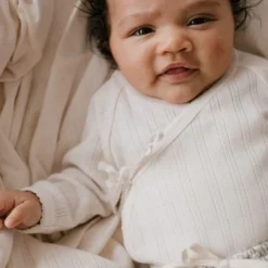 Jamie Kay Natural Organic Cotton Pointelle Wrap Romper