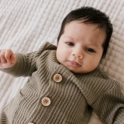 Jamie Kay Woodland Organic Cotton Waffle Knit Lincoln Romper