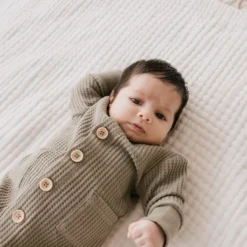 Jamie Kay Woodland Organic Cotton Waffle Knit Lincoln Romper