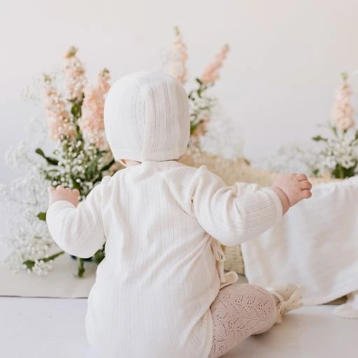 Jamie Kay Headwear Natural Organic Cotton Pointelle Bonnet 7 Jamie Kay Headwear Natural Organic Cotton Pointelle Bonnet