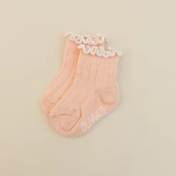 Olivia J Footwear Dainty Spring Peach + Ruffle Socks